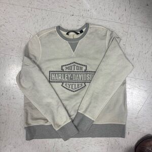 Harley-Davidson Women's Gray and Cream Sweatshirt